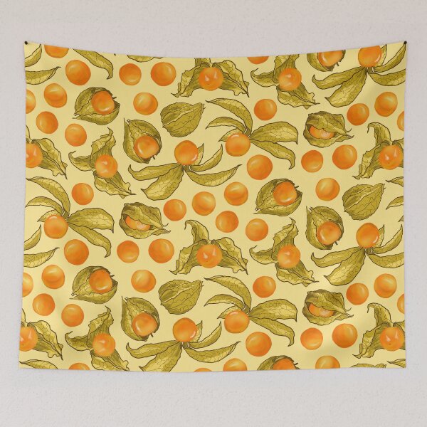 Item preview, Physalis - Golden berries on light yellow designed and sold by kobyakov.