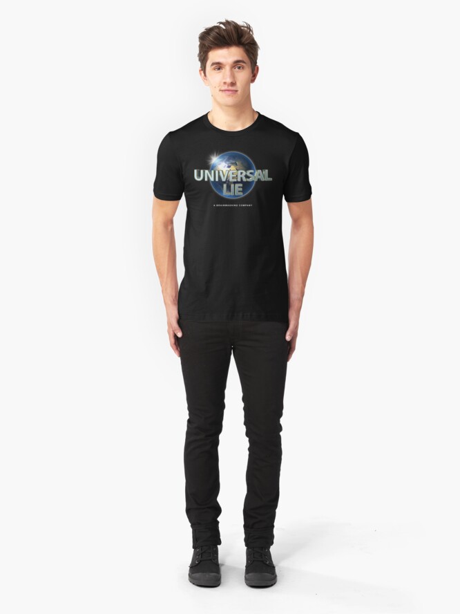 Alternate view of Flat Earth - Universal Lie Slim Fit T-Shirt