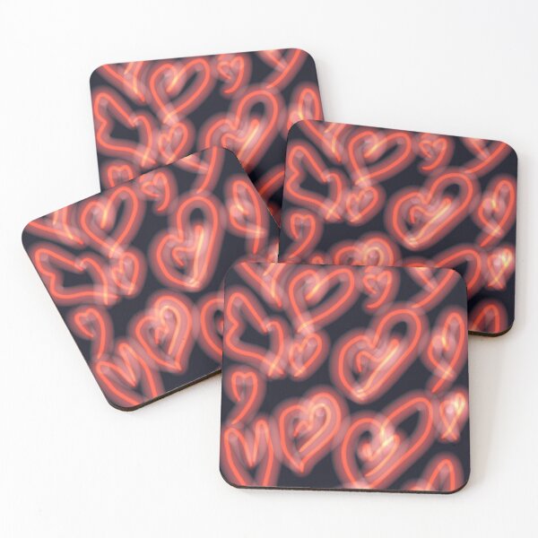 Item preview, Red neon heart design on black background  designed and sold by WorldOfWendyArt.