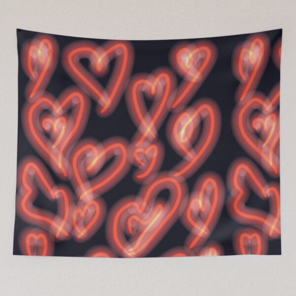 Item preview, Red neon heart design on black background  designed and sold by WorldOfWendyArt.