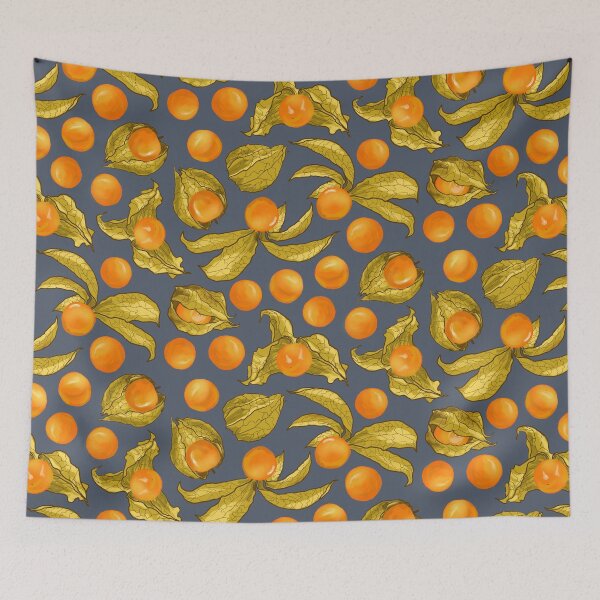 Item preview, Physalis - Golden berries on blue-gray designed and sold by kobyakov.