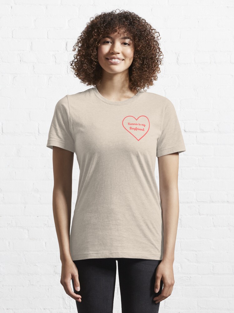 Karma is my boyfriend heart logo Essential T-Shirt for Sale by  BookClub1989