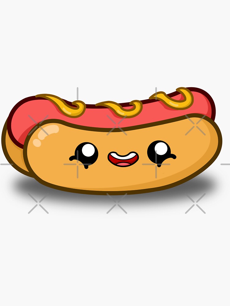 Cute funny hot dog Weiner cartoon - Hot Dog - Sticker