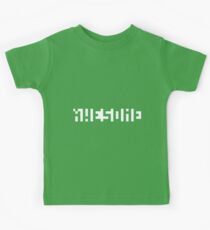 3x5 Pixel Letters Negative Space "Awesome" Kids Tee