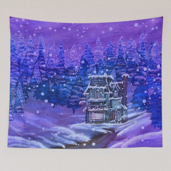 Item preview, Christmas Landscape with Cabin designed and sold by sunnthreads.