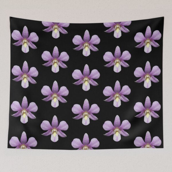 Item preview, Dendrobium orchid Candy Stripe with dark background  designed and sold by Floral-Art.