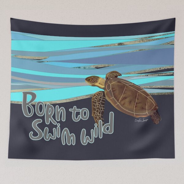 Item preview, Wild open water swimming sea turtle for swimmer swim lovers. Caroline Laursen original designed and sold by Caroline Laursen.