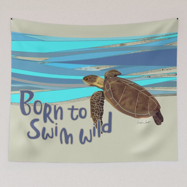 Item preview, Wild open water swimming sea turtle for swimmer swim lovers. Caroline Laursen original designed and sold by Caroline Laursen.