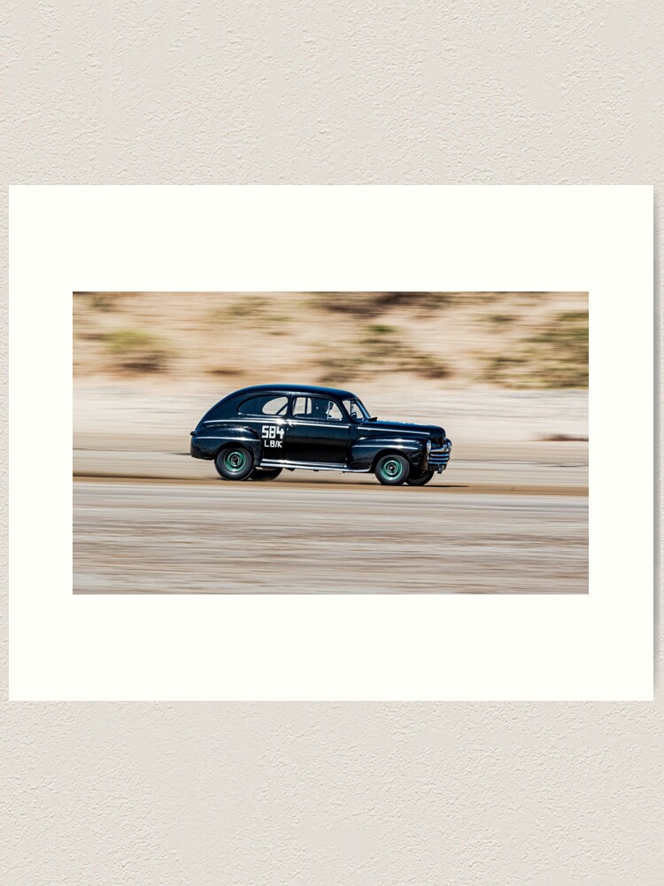 Thumbnail 1 of 3, Art Print, Vintage Hot Rod Association at Pendine Sands Beach Race. Car 584 in 2022 designed and sold by stevehuggett.