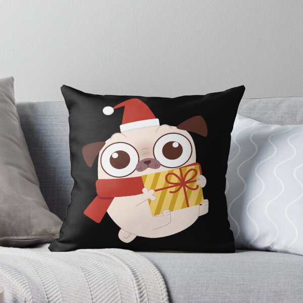 Artikelvorschau, Süßer Mops mit einem Weihnachtsgeschenk entworfen und verkauft von PAWZ STARS.
