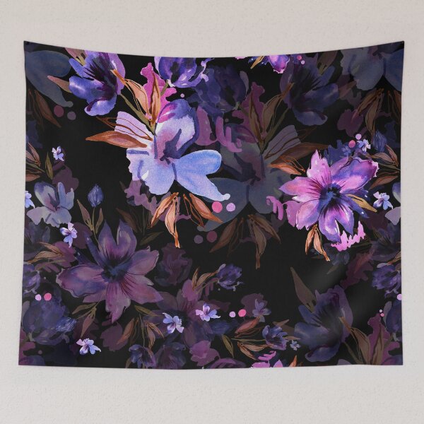Item preview, Pink flowers wallpaper designed and sold by The Love Quill.