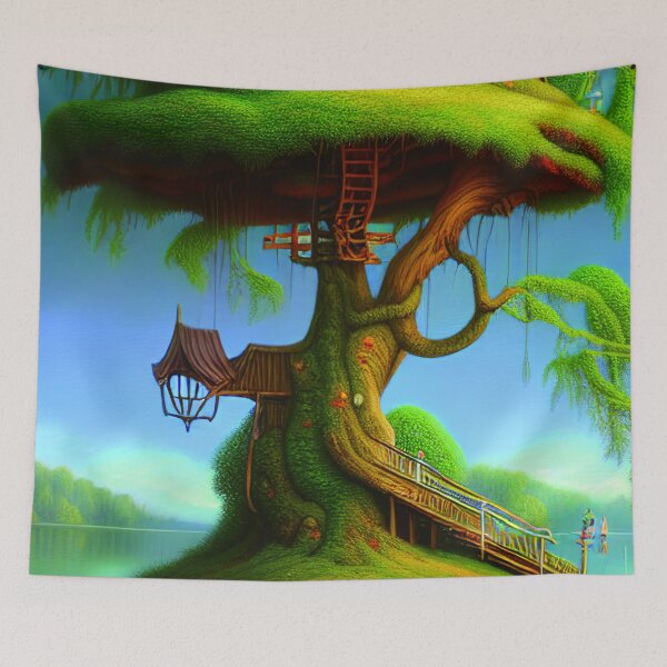 Item preview, Fantasy House In a Greenery Scene, Fantasy Cottagecore designed and sold by NatureFood.
