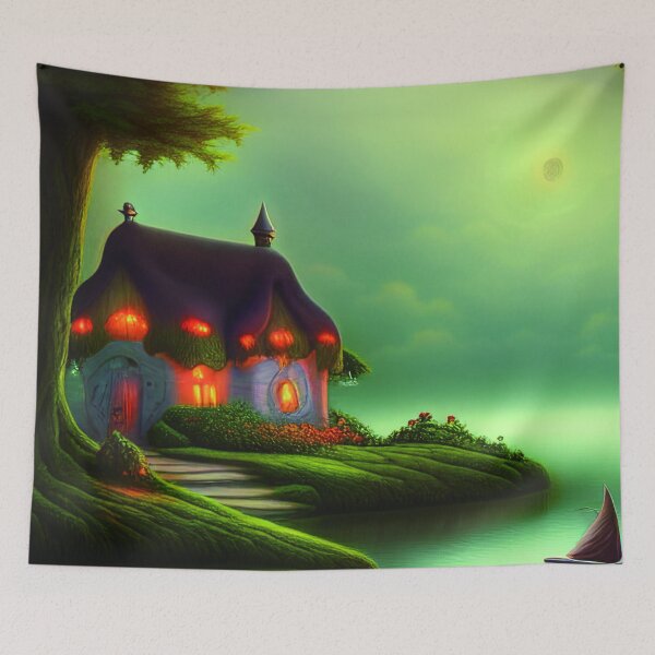 Item preview, Fantasy House In a Greenery Scene, Fantasy Cottagecore designed and sold by NatureFood.