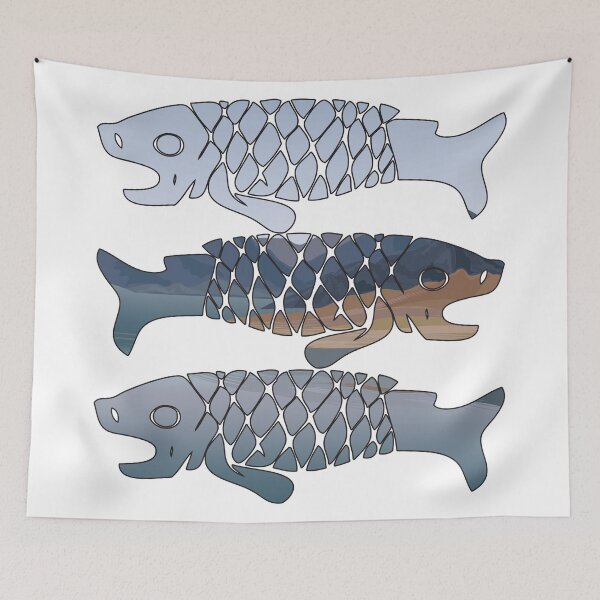 Item preview, Light Blue Sky Reflected Tribal Fish designed and sold by damonasplace.