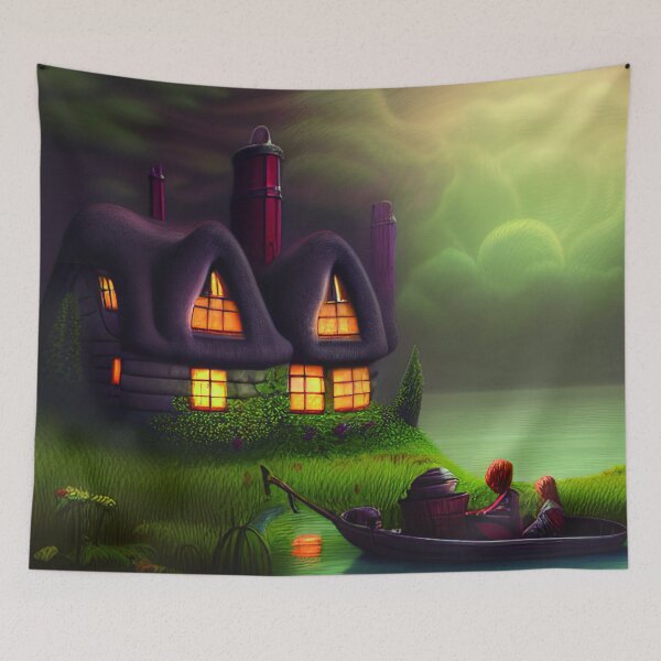 Item preview, Fantasy House In a Greenery Scene, Fantasy Cottagecore designed and sold by NatureFood.