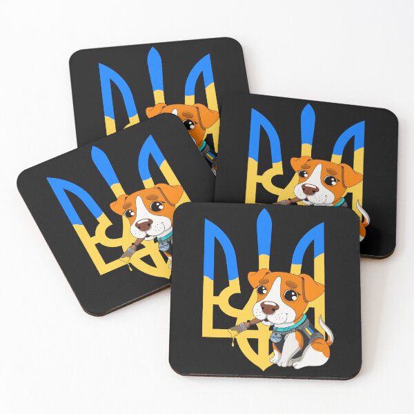 Item preview, Patron Dog Ukraine Colors Tryzub Trident Blue Yellow designed and sold by Aide.