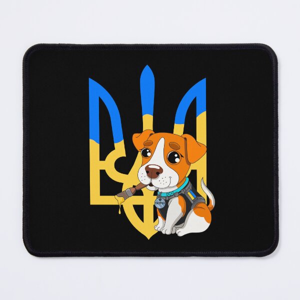 Item preview, Patron Dog Ukraine Colors Tryzub Trident Blue Yellow designed and sold by Aide.