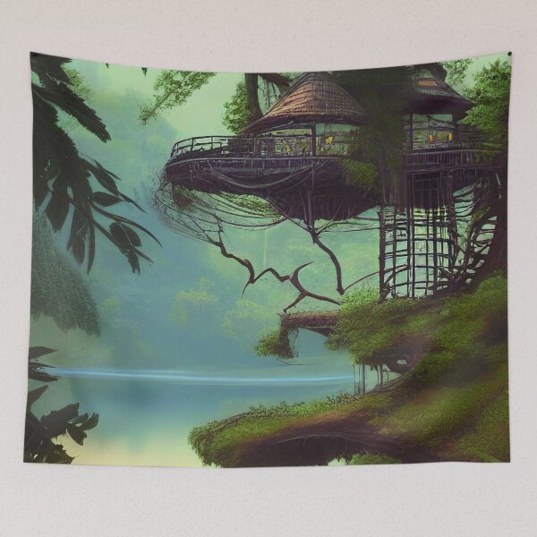 Item preview, Fantasy House In a Greenery Scene, Fantasy Cottagecore designed and sold by NatureFood.