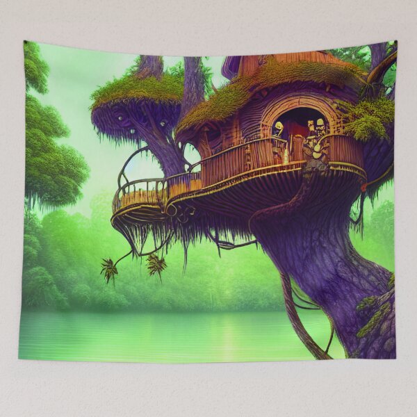 Item preview, Fantasy House In a Greenery Scene, Fantasy Cottagecore designed and sold by NatureFood.