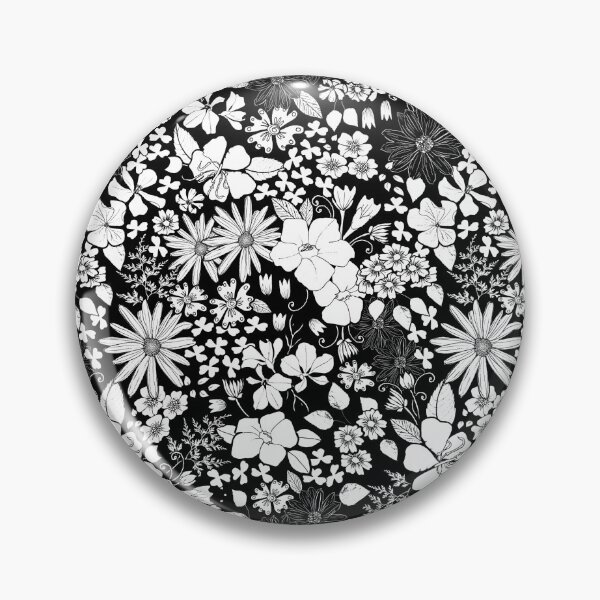 Item preview, Field of Flowers repeat pattern in black and white designed and sold by SCdesignqld.