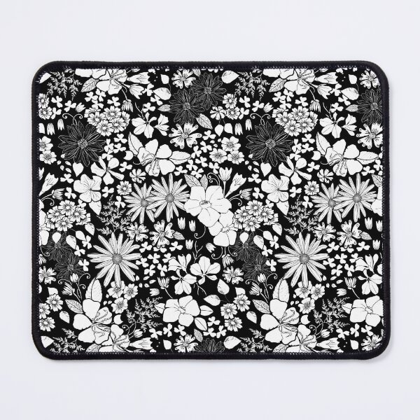 Item preview, Field of Flowers repeat pattern in black and white designed and sold by SCdesignqld.