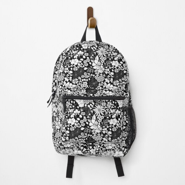 Item preview, Field of Flowers repeat pattern in black and white designed and sold by SCdesignqld.
