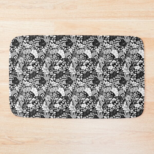 Item preview, Field of Flowers repeat pattern in black and white designed and sold by SCdesignqld.