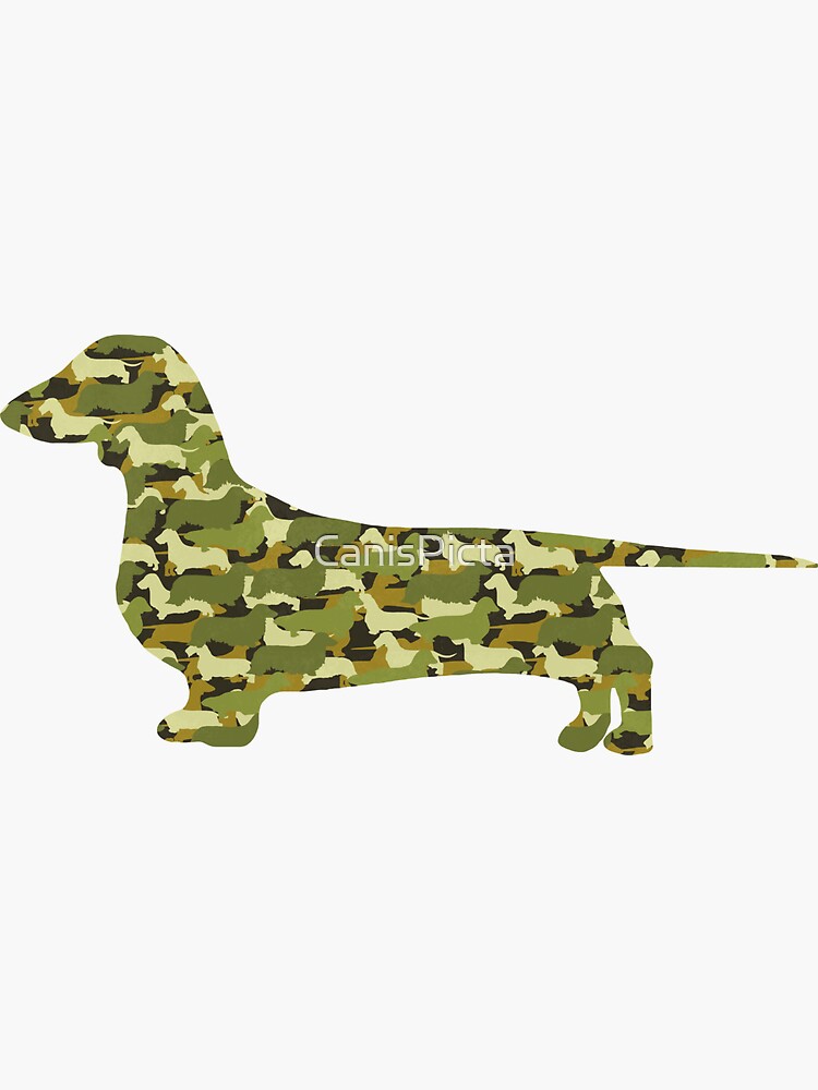 Artwork view, Distressed Camo Dachshund Silhouettes  designed and sold by CanisPicta