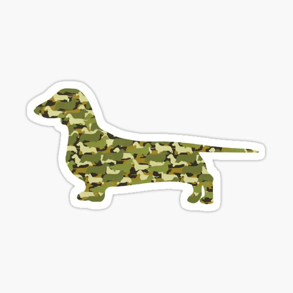 Distressed Camo Dachshund Silhouettes Sticker