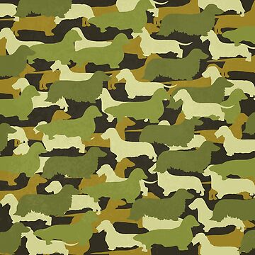 Artwork thumbnail, Distressed Camo Dachshund Silhouettes  by CanisPicta