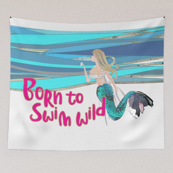 Item preview, Wild open water swimming mermaid for swimmer swim lovers. Caroline Laursen original designed and sold by Caroline Laursen.