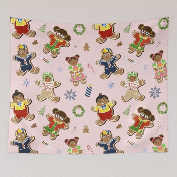 Item preview, Pink Latino Christmas Ugly Sweater Gingerbread Boys and Girls Chavos y Chillonas designed and sold by Francielandia.
