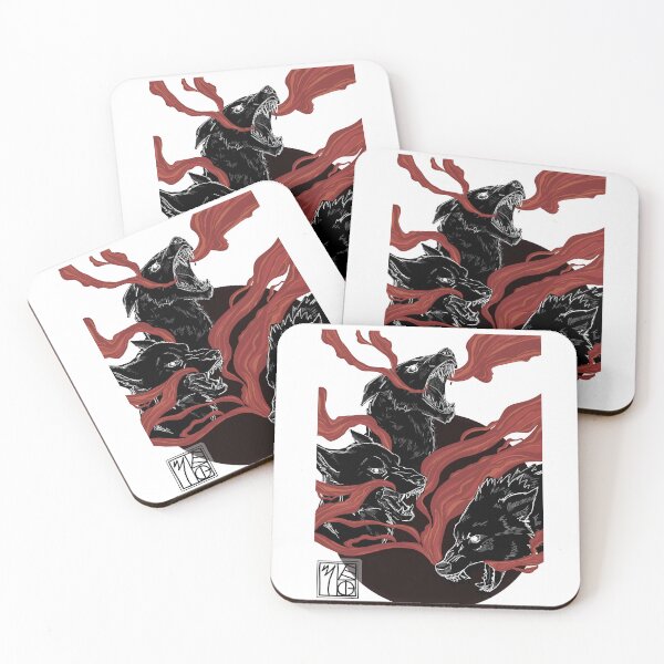 Item preview, Screaming Wolves (Black / White / Red) designed and sold by Meg Paonessa.