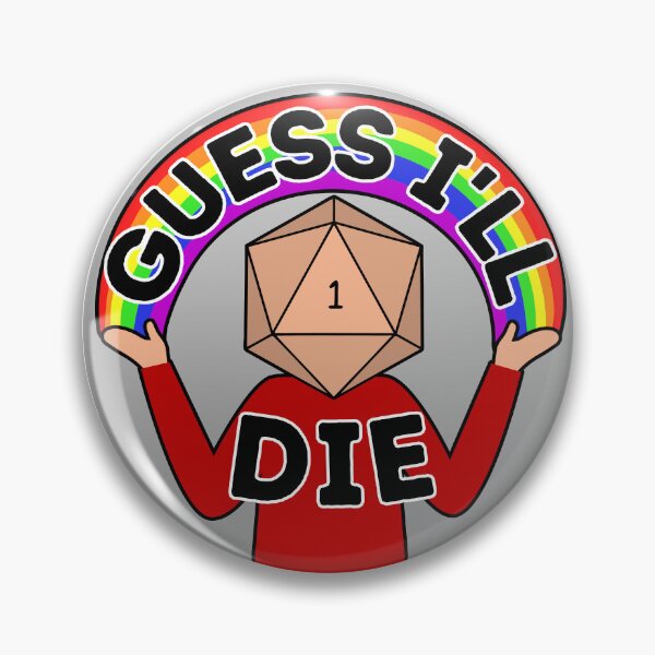 Item preview, Guess I'll Die Critical Failure D20 Meme Rainbow designed and sold by curseten.