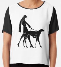 Art Deco Borzoi And Flapper Chiffon Top