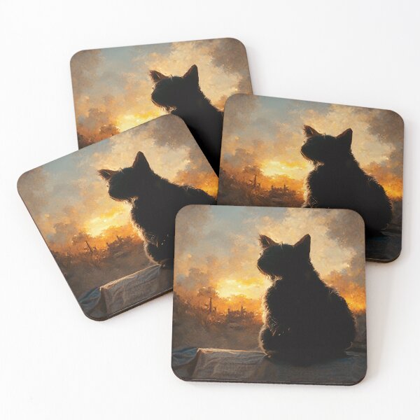 Item preview, Cat Looking at Sunset | Cat Watching a Sunset designed and sold by LeahTT.