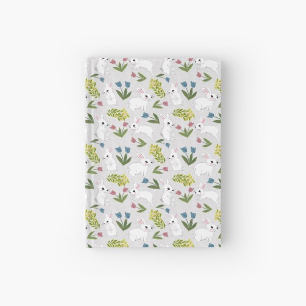 Item preview, Rabbits and Tulips White Seamless Pattern designed and sold by Cedarrue.