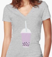 BUBBLE TEA PURPLE Women's Fitted V-Neck T-Shirt
