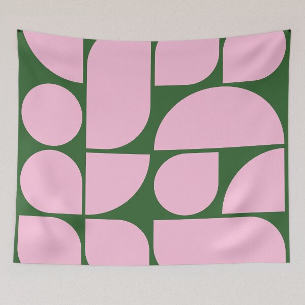 Item preview, Minimal Geometric Shapes 05 | Abstract Art Mid Century Bauhaus Inspired Green Pink designed and sold by MarleneCanto.