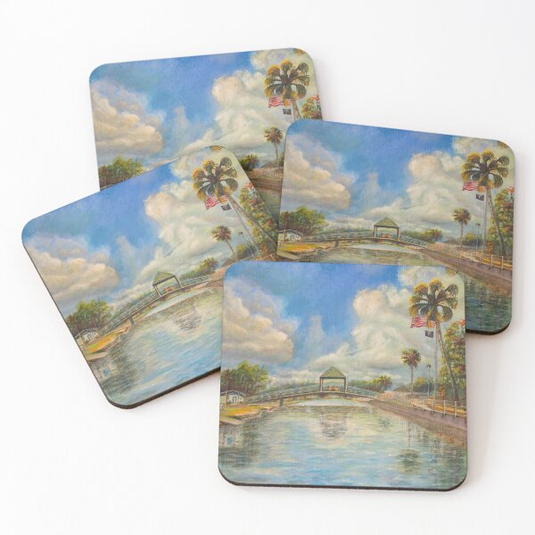 Item preview, View of the walking bridge from the lake designed and sold by Zina Stromberg.