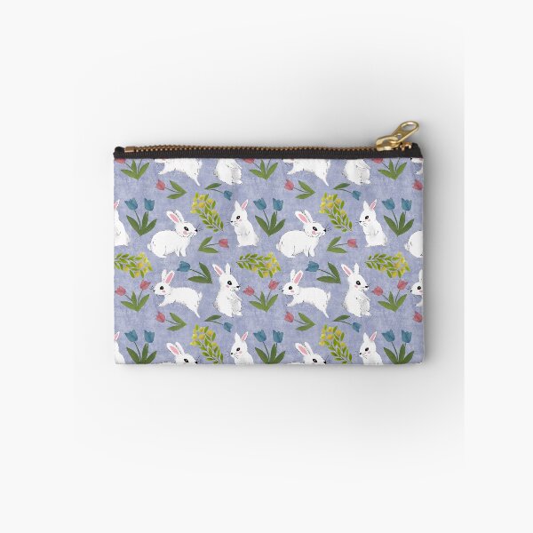 Item preview, Rabbits and Tulips Blue Seamless Pattern designed and sold by Cedarrue.