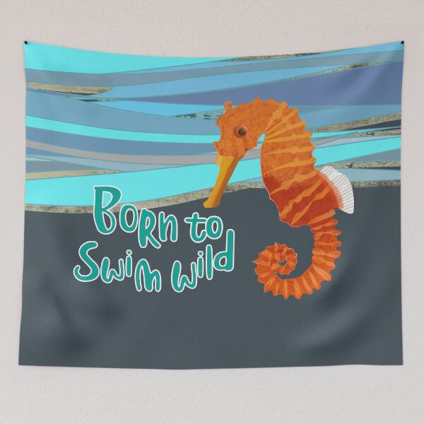Item preview, Wild open water swimming seahorse for swimmer swim lovers. Caroline Laursen original designed and sold by Caroline Laursen.