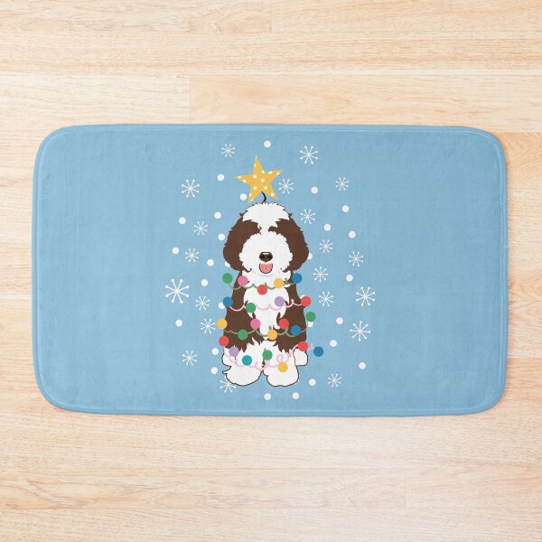 Item preview, Chocolate White Aussiedoodle Christmas Tree  designed and sold by Lulupainting.