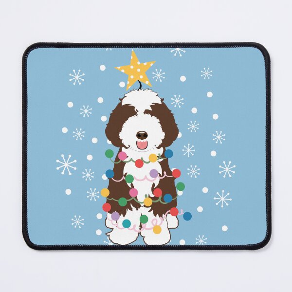 Item preview, Chocolate White Aussiedoodle Christmas Tree  designed and sold by Lulupainting.