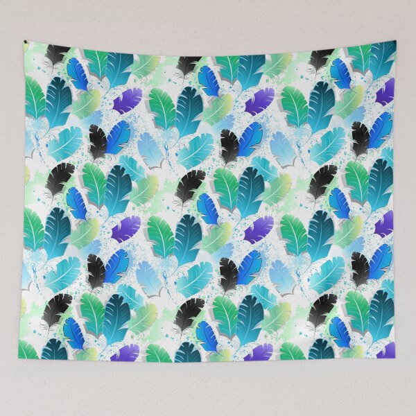 Item preview, Seamless Pattern with Blue Feathers designed and sold by Blackmoon9.