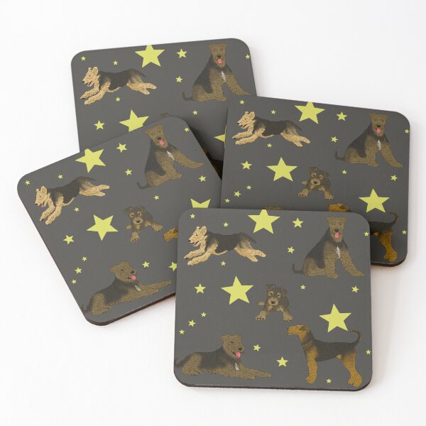 Item preview, Airedale Terriers Pattern Stars Black designed and sold by Ashley Gagnon.
