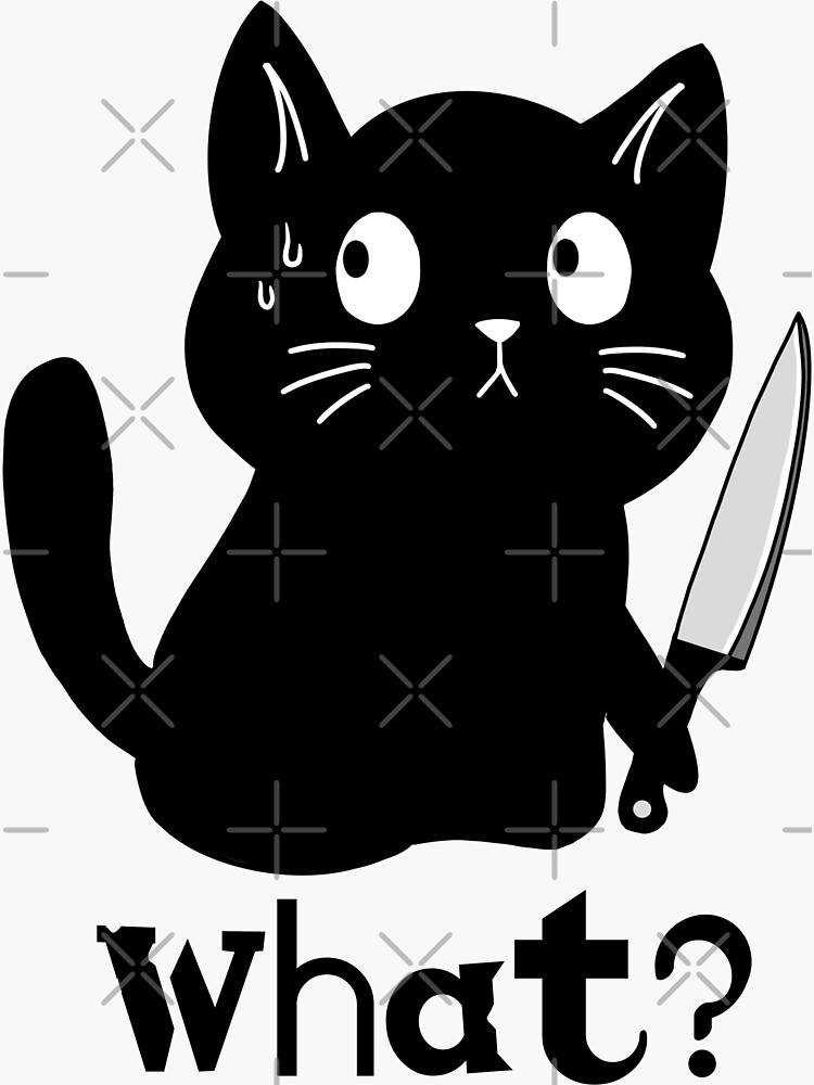 "Funny Cat & Knife " Sticker for Sale by GyngerGarza Redbubble