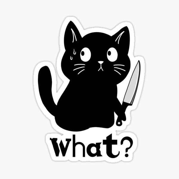 "Funny Cat & Knife " Sticker for Sale by GyngerGarza Redbubble