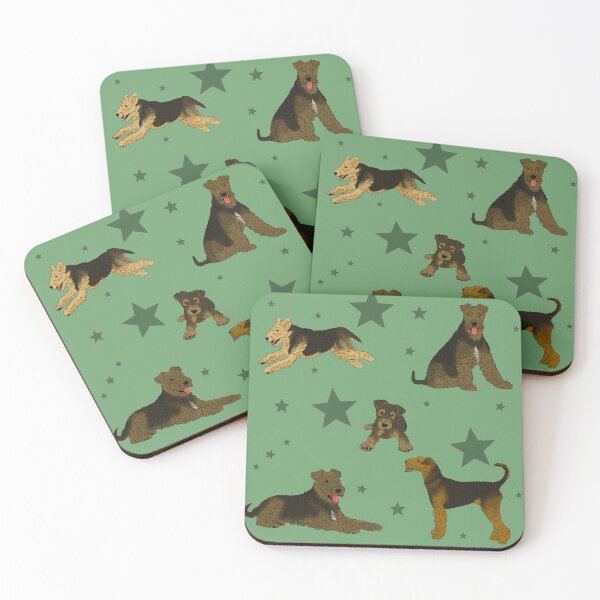 Item preview, Airedale Terriers Pattern Stars Sage designed and sold by Ashley Gagnon.