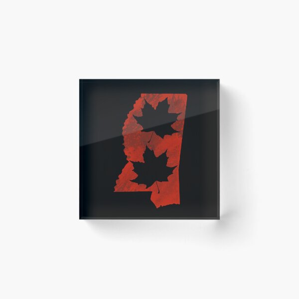 Item preview, Leaf Red State Of Mississippi With Black Background  designed and sold by missmann.